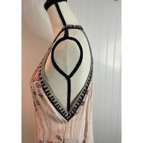 Free People Women’s L Tunic Top Mini Dress Steal The Sun Print Light Pink Boho - Picture 8 of 15